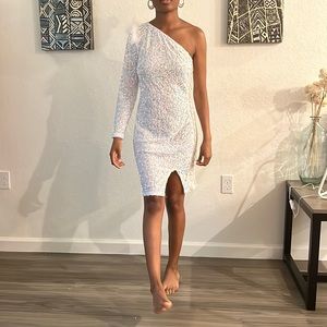 White Sequins Dress M New